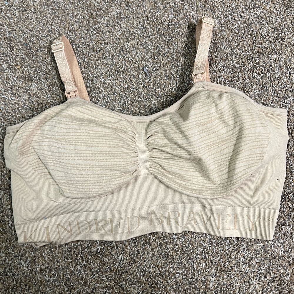Kindred Bravely Tan Wireless Bra with Adjustable Straps-Nursing and pumping bra